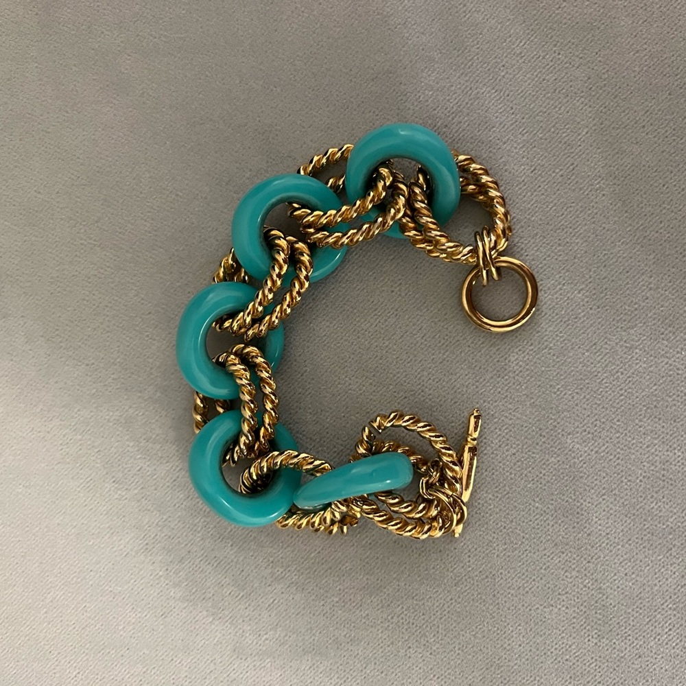 Gold & Turquoise Statement Bracelet - image 1